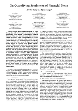 On Quantifying Sentiments of Financial News -- Are We Doing the Right
  Things?