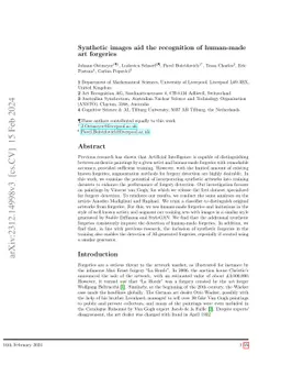 Synthetic images aid the recognition of human-made art forgeries