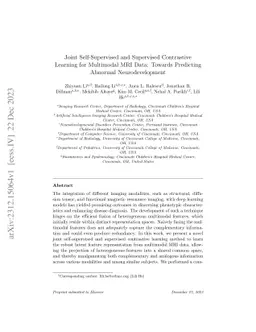 Joint Self-Supervised and Supervised Contrastive Learning for Multimodal
  MRI Data: Towards Predicting Abnormal Neurodevelopment