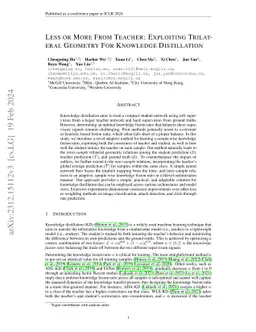 Less or More From Teacher: Exploiting Trilateral Geometry For Knowledge
  Distillation