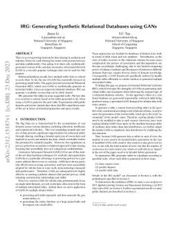 IRG: Modular Synthetic Relational Database Generation with Complex Relational Schemas