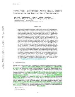 TransFace: Unit-Based Audio-Visual Speech Synthesizer for Talking Head
  Translation