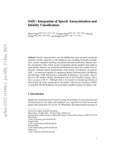 SAIC: Integration of Speech Anonymization and Identity Classification