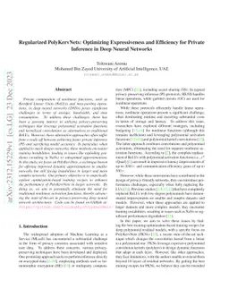 Regularized PolyKervNets: Optimizing Expressiveness and Efficiency for
  Private Inference in Deep Neural Networks