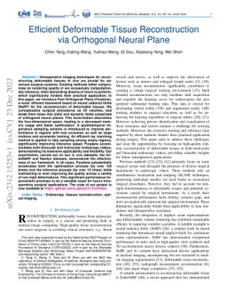 Efficient Deformable Tissue Reconstruction via Orthogonal Neural Plane