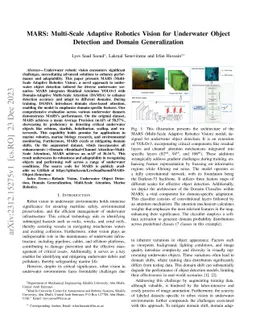 MARS: Multi-Scale Adaptive Robotics Vision for Underwater Object
  Detection and Domain Generalization