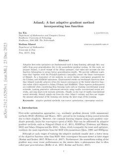 AdamL: A fast adaptive gradient method incorporating loss function