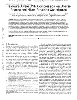 Hardware-Aware DNN Compression via Diverse Pruning and Mixed-Precision
  Quantization