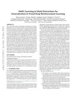 MaDi: Learning to Mask Distractions for Generalization in Visual Deep
  Reinforcement Learning