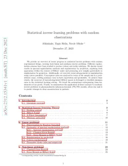 Statistical inverse learning problems with random observations