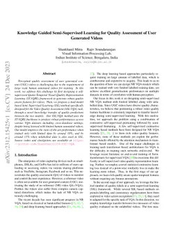 Knowledge Guided Semi-Supervised Learning for Quality Assessment of User
  Generated Videos