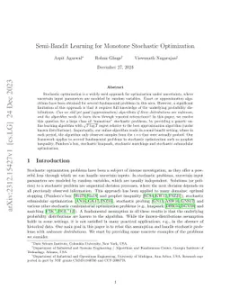 Semi-Bandit Learning for Monotone Stochastic Optimization