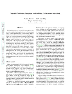 Towards Consistent Language Models Using Declarative Constraints