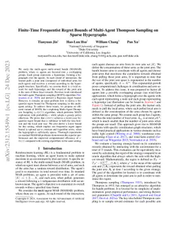 Finite-Time Frequentist Regret Bounds of Multi-Agent Thompson Sampling
  on Sparse Hypergraphs