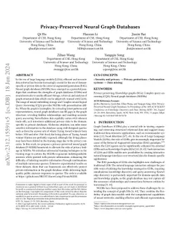 Privacy-Preserved Neural Graph Databases