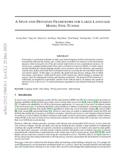 A Split-and-Privatize Framework for Large Language Model Fine-Tuning