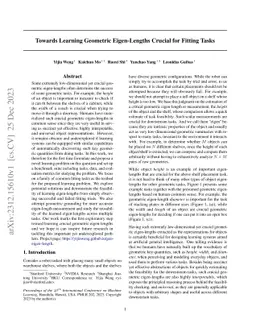 Towards Learning Geometric Eigen-Lengths Crucial for Fitting Tasks