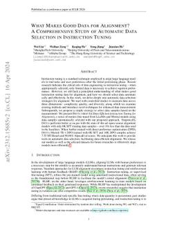 What Makes Good Data for Alignment? A Comprehensive Study of Automatic
  Data Selection in Instruction Tuning