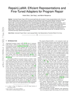 RepairLLaMA: Efficient Representations and Fine-Tuned Adapters for
  Program Repair
