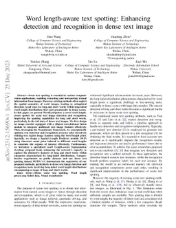 Word length-aware text spotting: Enhancing detection and recognition in
  dense text image