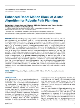 Enhanced Robot Motion Block of A-star Algorithm for Robotic Path
  Planning
