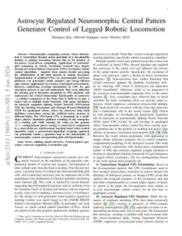 Astrocyte Regulated Neuromorphic Central Pattern Generator Control of Legged Robotic Locomotion
