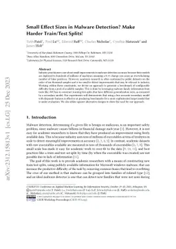 Small Effect Sizes in Malware Detection? Make Harder Train/Test Splits!