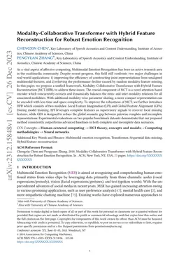 Modality-Collaborative Transformer with Hybrid Feature Reconstruction
  for Robust Emotion Recognition