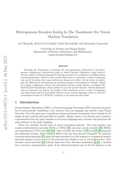 Heterogeneous Encoders Scaling In The Transformer For Neural Machine
  Translation