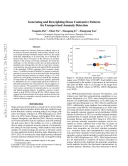 Generating and Reweighting Dense Contrastive Patterns for Unsupervised
  Anomaly Detection