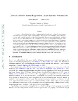 Generalization in Kernel Regression Under Realistic Assumptions