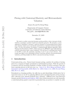 Pricing with Contextual Elasticity and Heteroscedastic Valuation