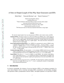 A Note on Output Length of One-Way State Generators and EFIs