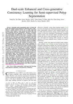 Dual-scale Enhanced and Cross-generative Consistency Learning for
  Semi-supervised Polyp Segmentation