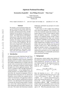 Algebraic Positional Encodings