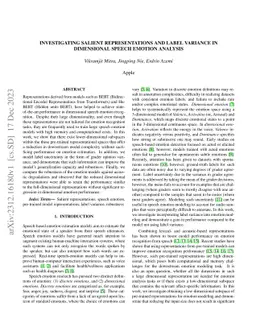 Investigating salient representations and label Variance in Dimensional
  Speech Emotion Analysis