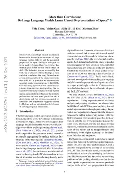 More than Correlation: Do Large Language Models Learn Causal
  Representations of Space?