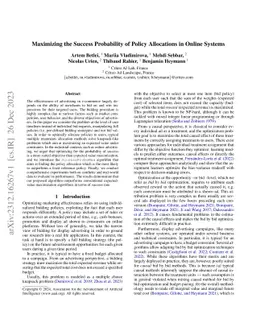 Maximizing the Success Probability of Policy Allocations in Online
  Systems