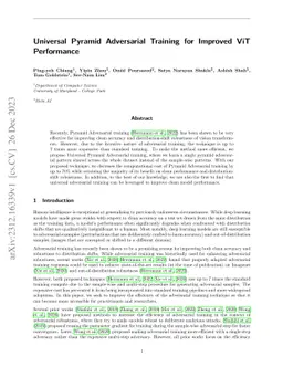 Universal Pyramid Adversarial Training for Improved ViT Performance
