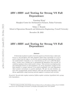 2RV+HRV and Testing for Strong VS Full Dependence