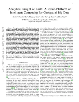 Analytical Insight of Earth: A Cloud-Platform of Intelligent Computing
  for Geospatial Big Data