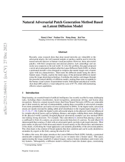 Natural Adversarial Patch Generation Method Based on Latent Diffusion
  Model