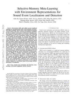 Selective-Memory Meta-Learning with Environment Representations for
  Sound Event Localization and Detection