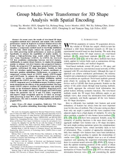 Group Multi-View Transformer for 3D Shape Analysis with Spatial Encoding