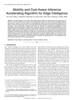 Mobility and Cost Aware Inference Accelerating Algorithm for Edge
  Intelligence