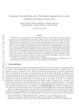 Learning from small data sets: Patch-based regularizers in inverse
  problems for image reconstruction