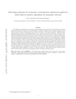 Dual-stage optimizer for systematic overestimation adjustment applied to
  multi-objective genetic algorithms for biomarker selection