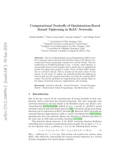 Computational Tradeoffs of Optimization-Based Bound Tightening in ReLU
  Networks