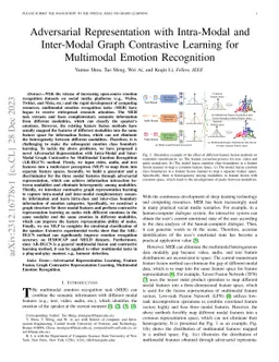 Adversarial Representation with Intra-Modal and Inter-Modal Graph
  Contrastive Learning for Multimodal Emotion Recognition