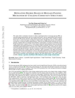 Mitigating Degree Biases in Message Passing Mechanism by Utilizing
  Community Structures